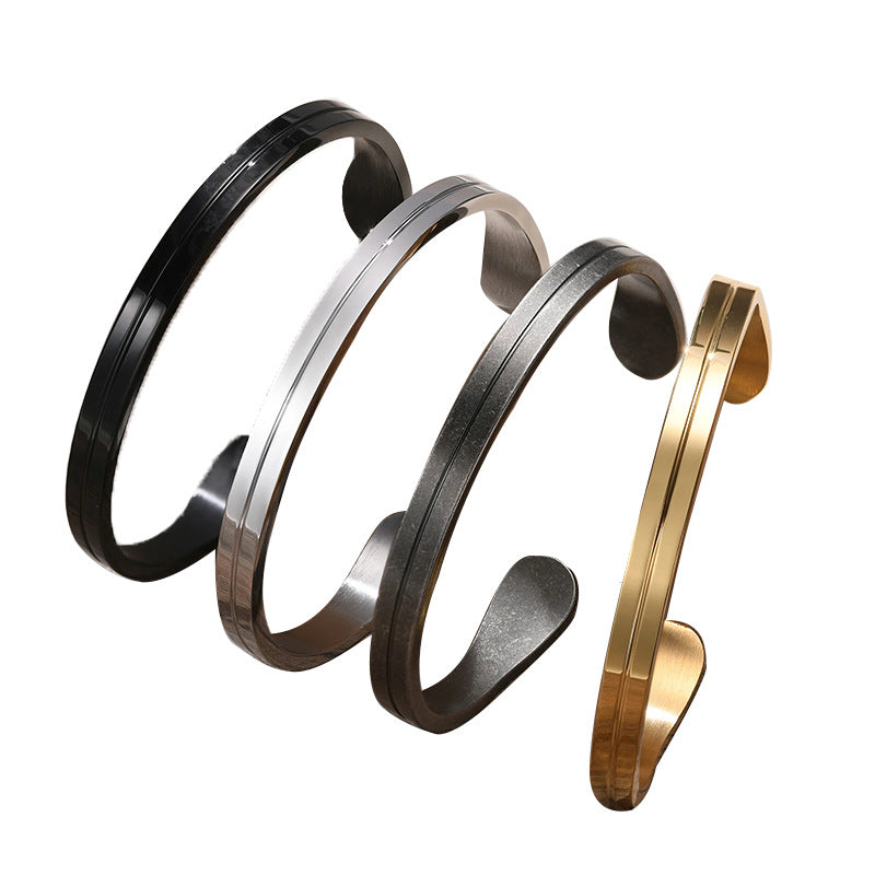 Dual Line Stainless Steel Cuff Bracelet in vintage silver finish view 5