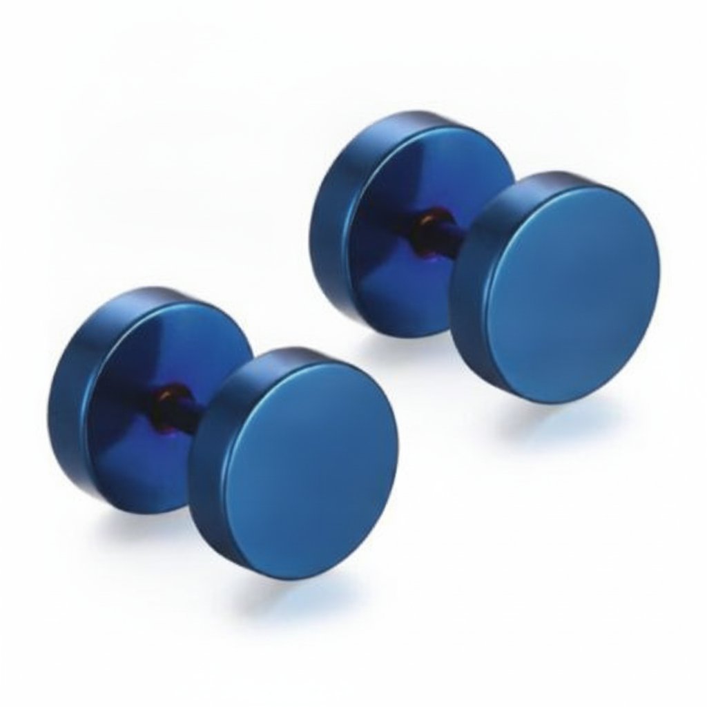 Barbell Stud Earrings in silver finish view 8