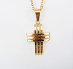 Geometric Interlocking Cross Necklace silver-tone finish view 5