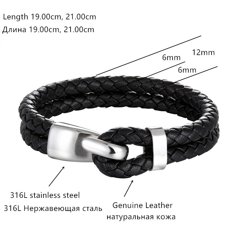 Two-Strand Leather Hook Bracelet, smooth gold-tone finish view 5