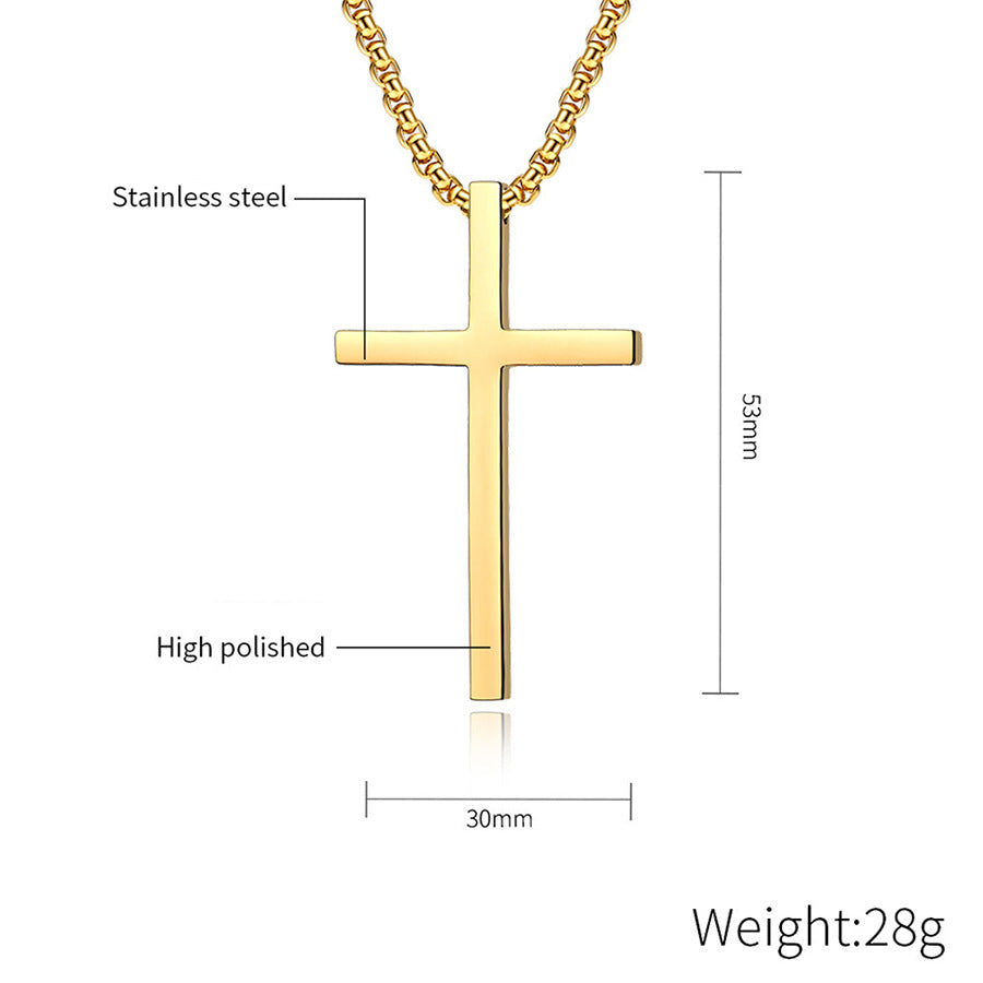 Stainless Steel Cross Pendant Necklace in silver, gold, and black finishes view 5
