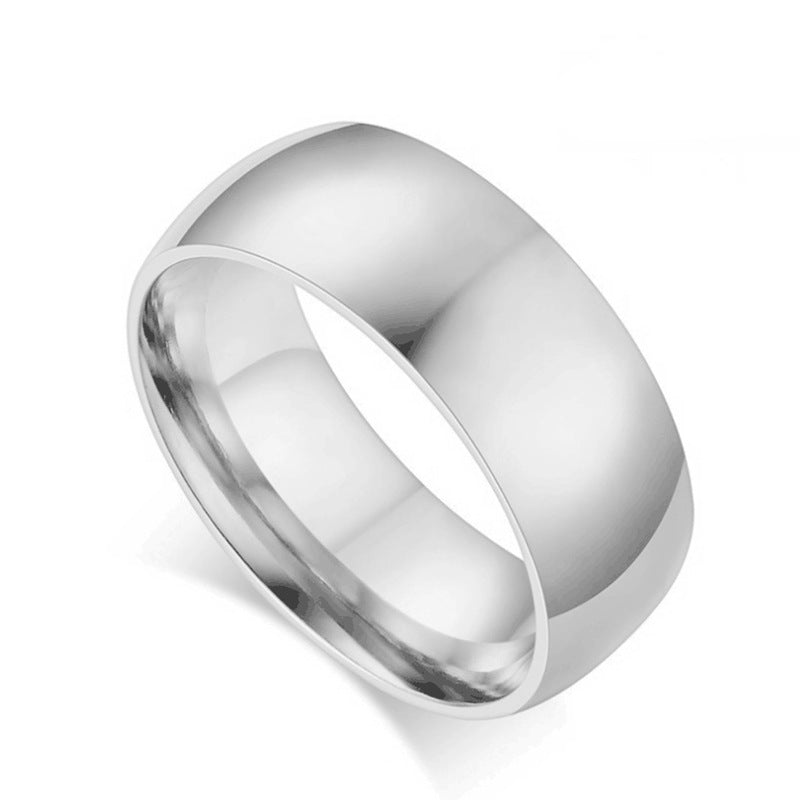 Domed Stainless Steel Band Ring, polished silver