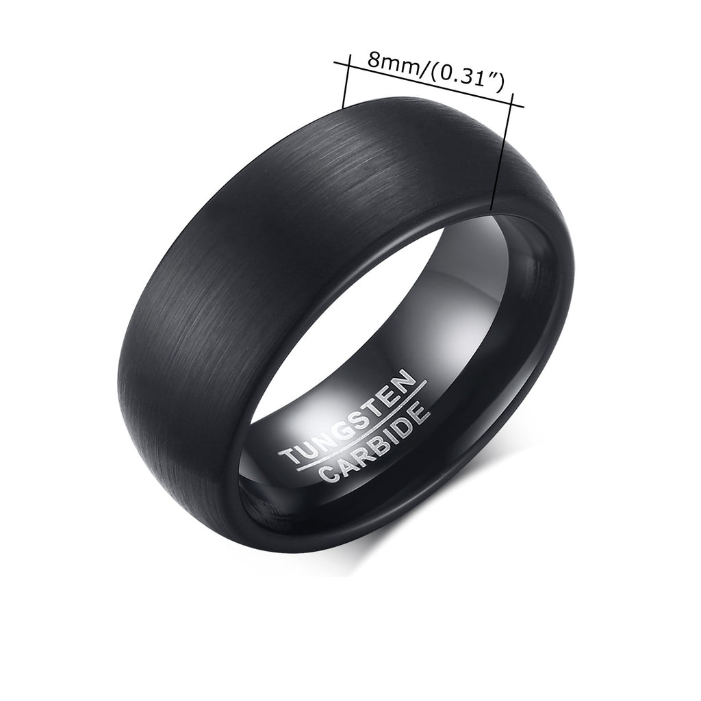 8mm Brushed Black Tungsten Carbide Ring product shot view 4
