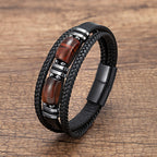 The Multi-Strand Leather and Tiger Eye Bracelet, view 4