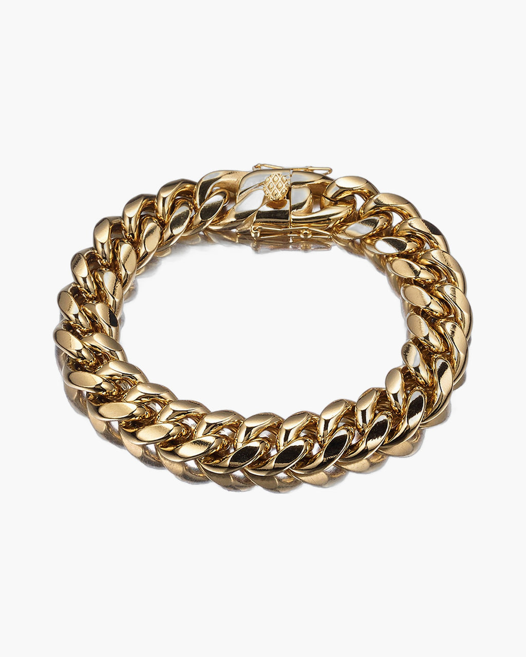 The Double-Latch Gold-Tone Cuban Bracelet in Steel