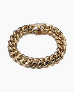 The Double-Latch Gold-Tone Cuban Bracelet in Steel