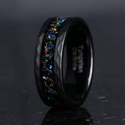 Black Tungsten Carbide Opal Inlay Ring front view view 5
