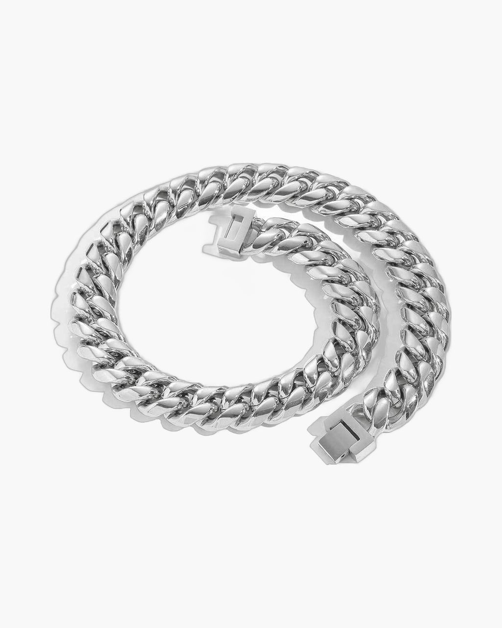 The Box Clasp Miami Cuban Chain in Stainless Steel, Silver