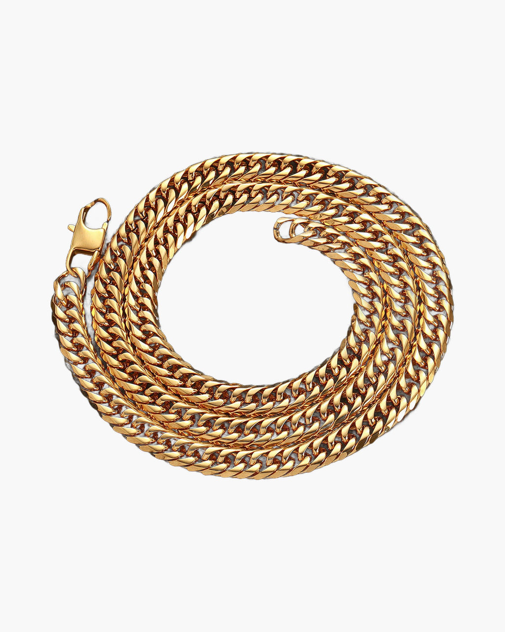 The Faceted Double-Link Cuban Chain in Stainless Steel, Gold