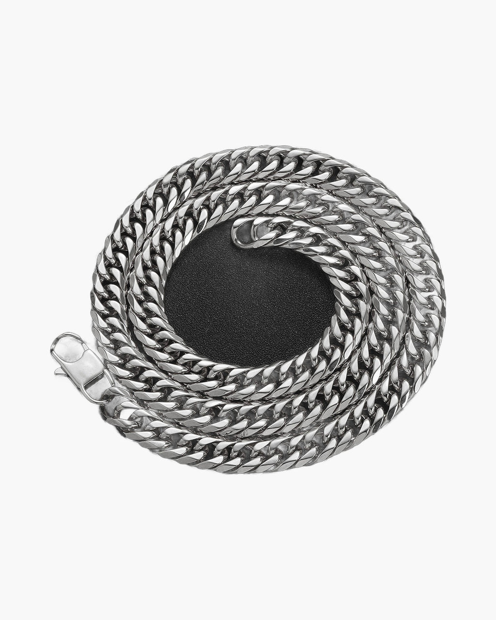 The Faceted Double-Link Cuban Chain in Stainless Steel, Silver