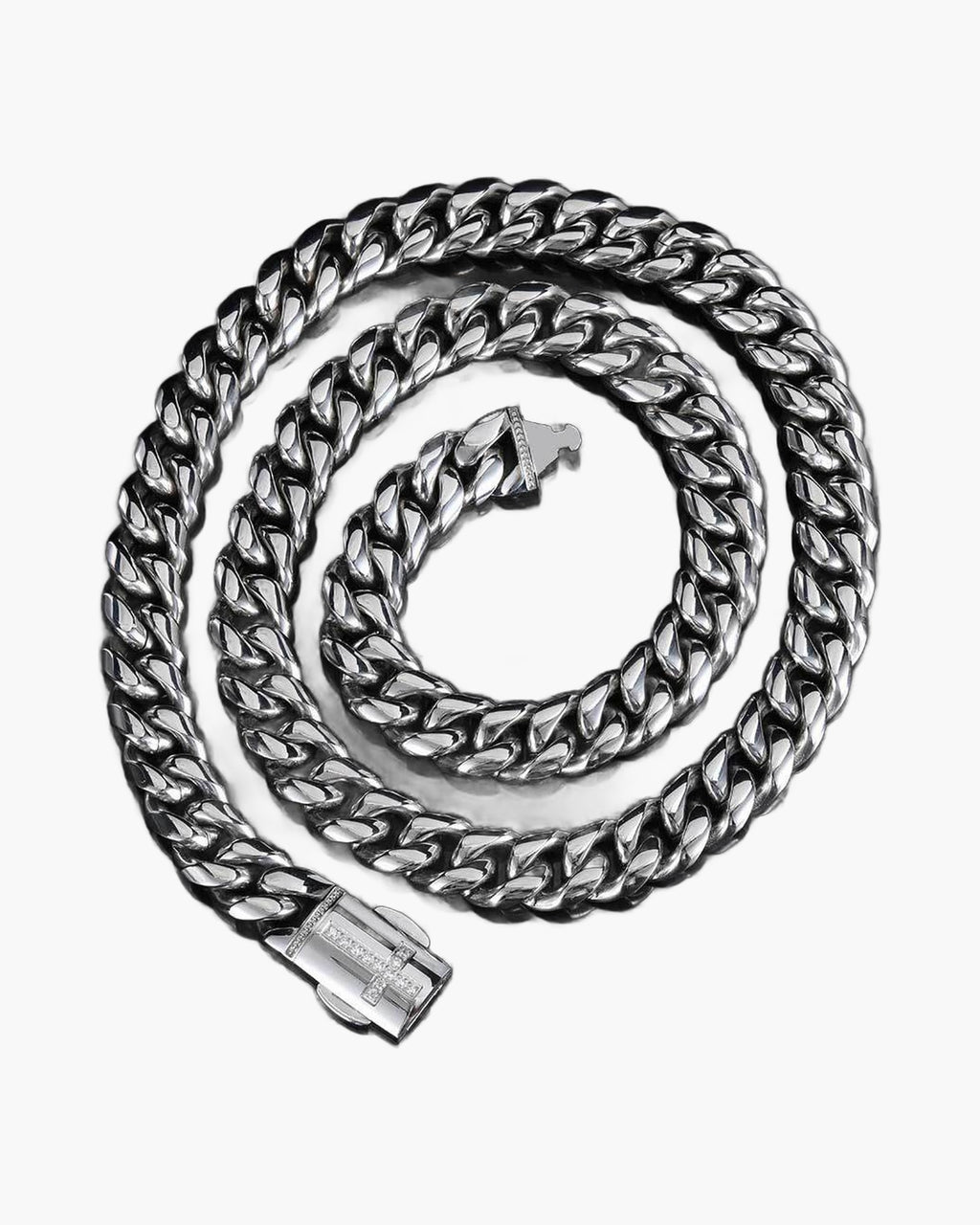 The Zircon Clasp Cuban Chain in Stainless Steel