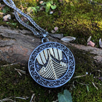 Stainless Steel Viking Longship Pendant Necklace with gold-tone finish view 2