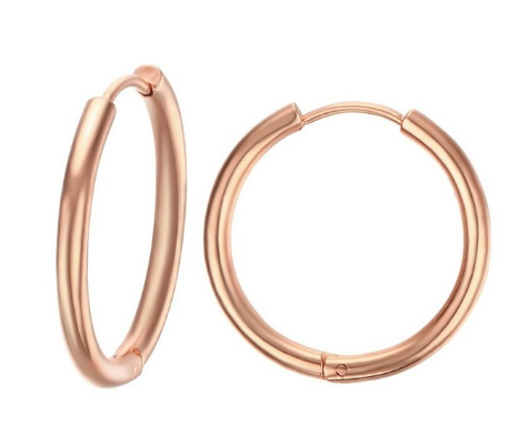 Thin Seamless Stainless Steel Hoop Earrings, silver finish view 3