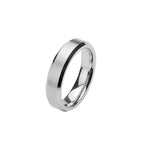Matte Beveled Stainless Steel Band Ring in silver finish view 8