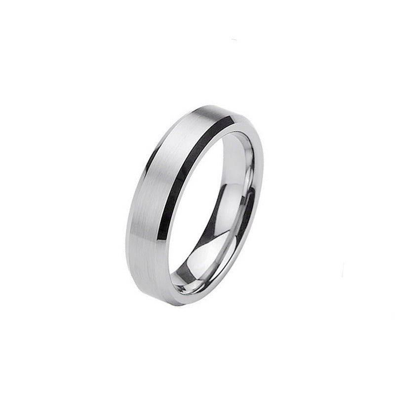 Matte Beveled Stainless Steel Band Ring in silver finish view 8