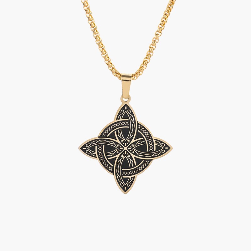 Celtic Knotwork Pendant Necklace gold-tone witch's knot