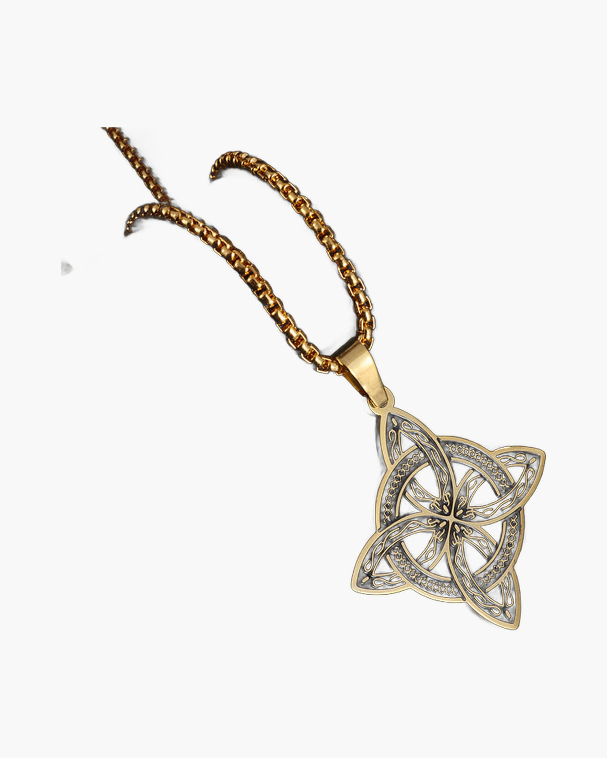 Celtic Knotwork Pendant Necklace gold-tone witch's knot view 2