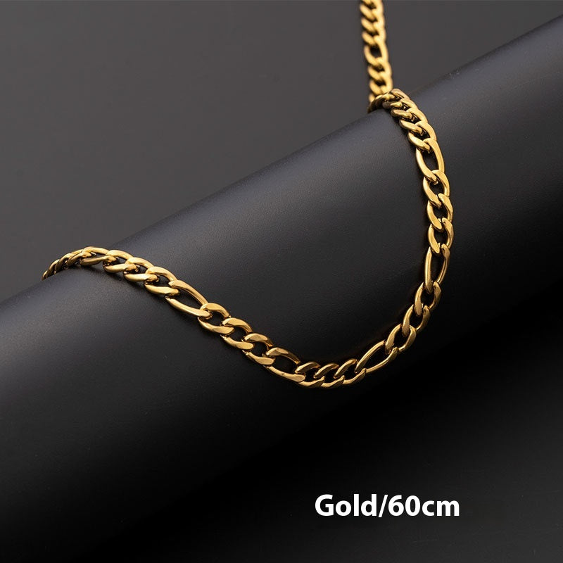 Figaro Link Stainless Steel Chain gold-tone finish 60cm