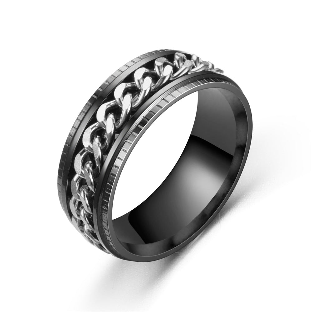 Spinner Chain Stainless Steel Ring Black Gold view 4