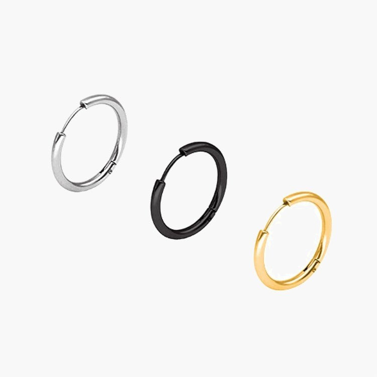 Classic Stainless Steel Hoop Earrings in silver, rose gold, gold, and black finishes view 4