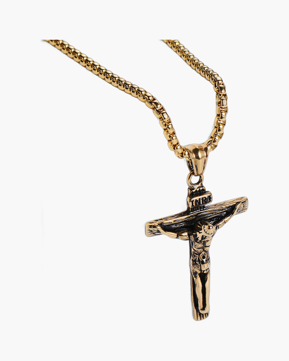 Crucifix Stainless Steel Pendant Necklace in silver finish view 2