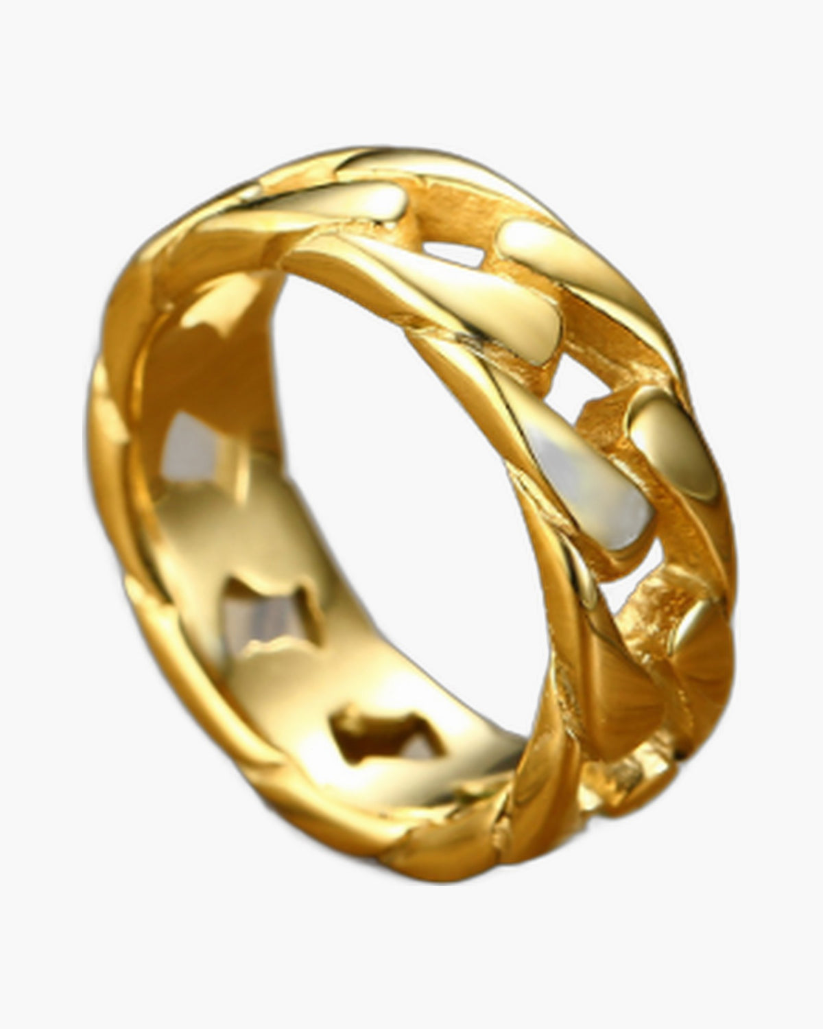 Cuban Link Band Ring in black, gold-tone, and silver finishes view 3