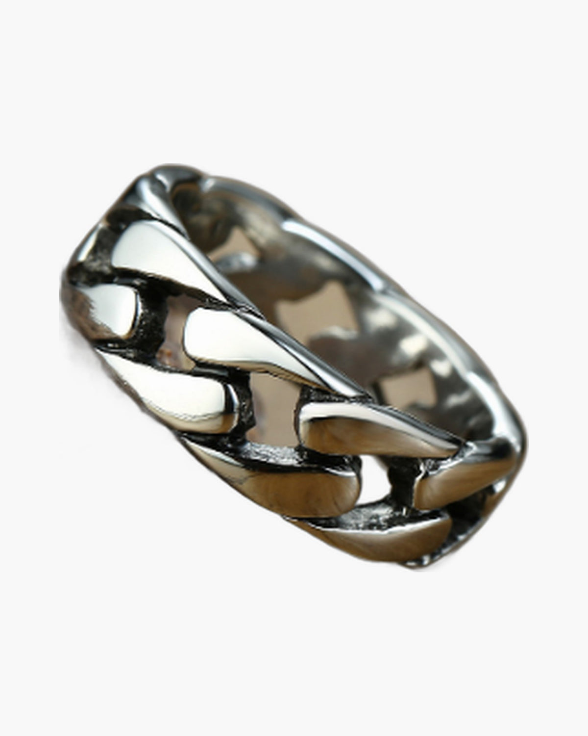 Cuban Link Band Ring in black, gold-tone, and silver finishes view 4