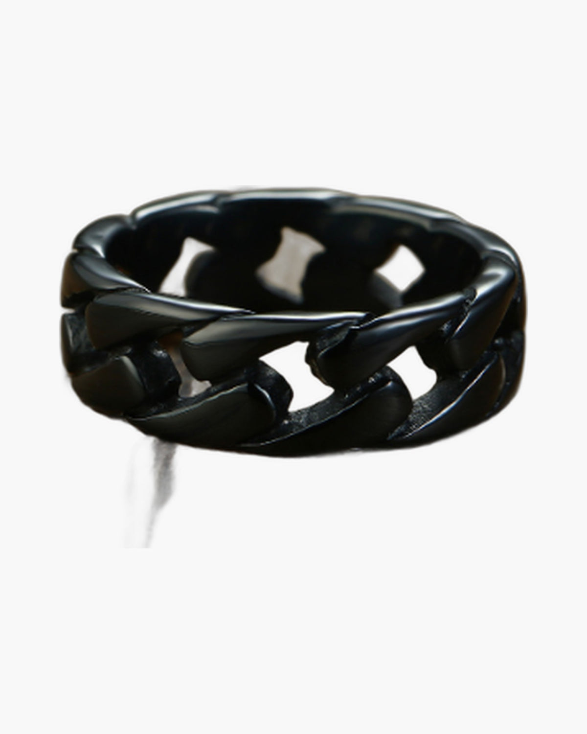 Cuban Link Band Ring in black, gold-tone, and silver finishes view 2