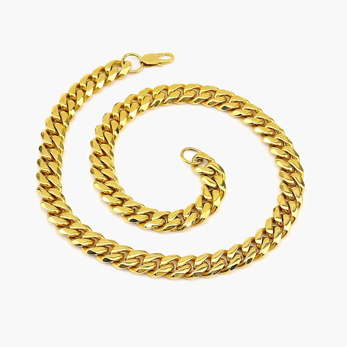 Cuban Link Chain Necklace, gold-tone finish, coiled view 2