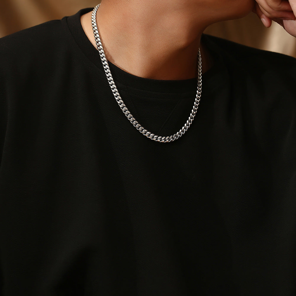 Cuban Link Chain Necklace on model view 2