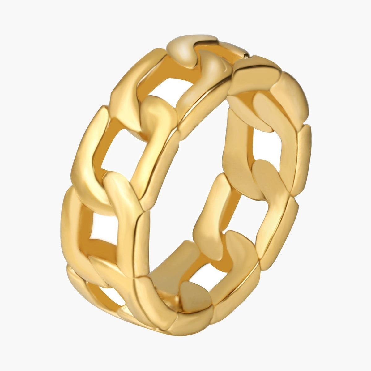 Cuban Link Stainless Steel Ring silver finish view 2