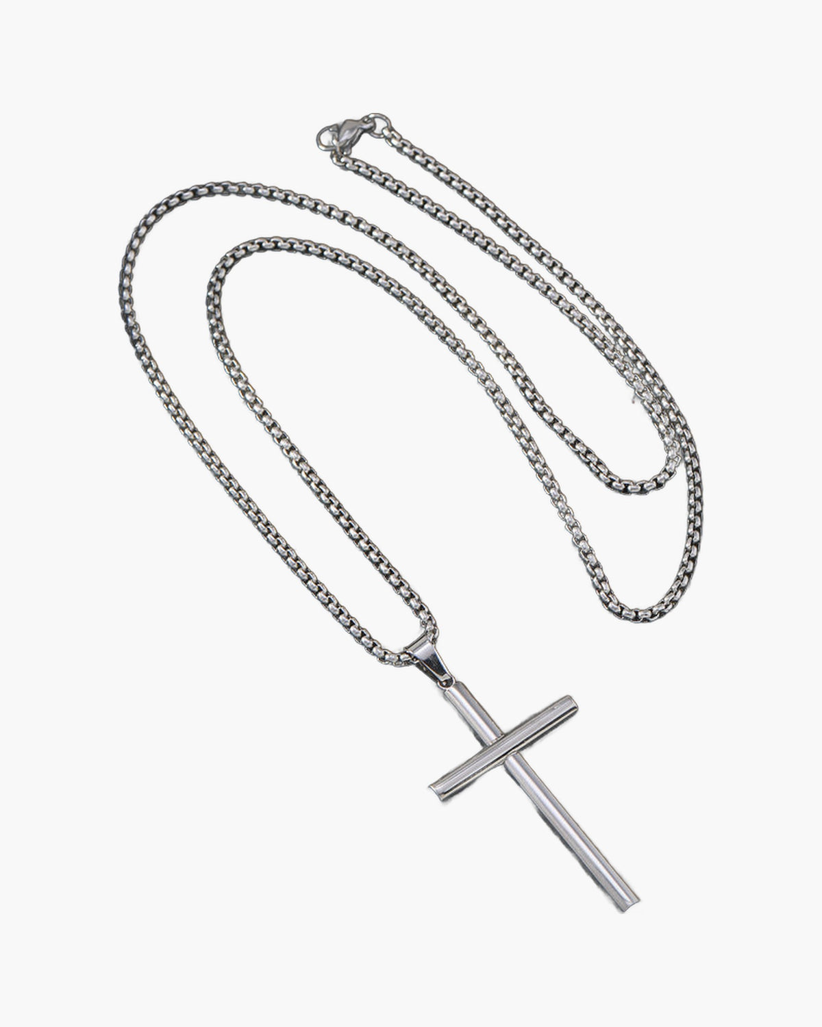 Cylindrical Cross Stainless Steel Pendant Necklace