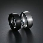 Brushed Matte Tungsten Carbide Ring black and silver