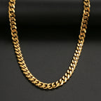 9mm Titanium Steel Cuban Link Chain, gold-tone, close-up