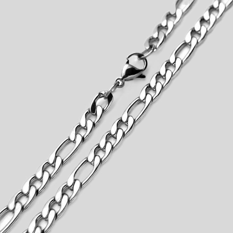 304 Stainless Steel Figaro Link Chain silver-tone lobster clasp