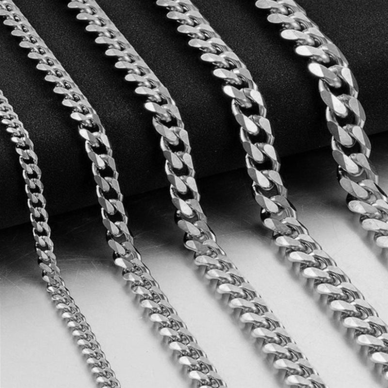 3-9mm Stainless Steel Curb Link Chain in silver, gold, and black finishes view 3