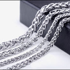 24 Inch Titanium Steel Wheat Chain Necklace, multiple widths view 4