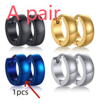4mm Stainless Steel Hoop Earrings in black, gold, blue, and silver finishes. view 5