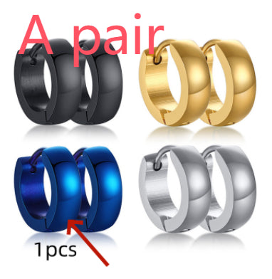 4mm Stainless Steel Hoop Earrings in black, gold, blue, and silver finishes. view 5