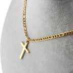 Titanium Steel Figaro Chain Cross Pendant gold-tone finish view 4