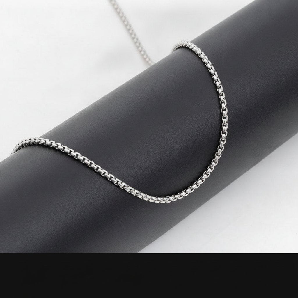 2mm-3.5mm Titanium Steel Rolo Chain Necklace silver finish view 11