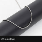 2mm-3.5mm Titanium Steel Rolo Chain Necklace silver finish view 11