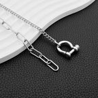 Titanium Steel Spliced Chain Necklace horseshoe clasp view 4
