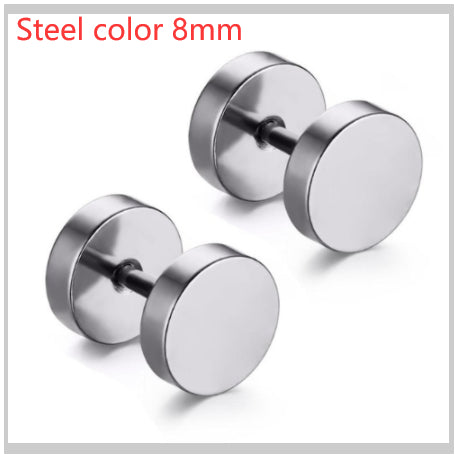 Barbell Stud Earrings in silver finish view 3