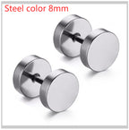 Barbell Stud Earrings in silver finish view 3