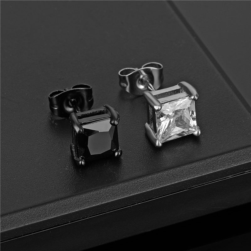 The Square Zircon Stud Earring, Sold Single, view 2