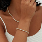 Stainless Steel CZ Tennis Bracelet gold-tone with clear stones view 4
