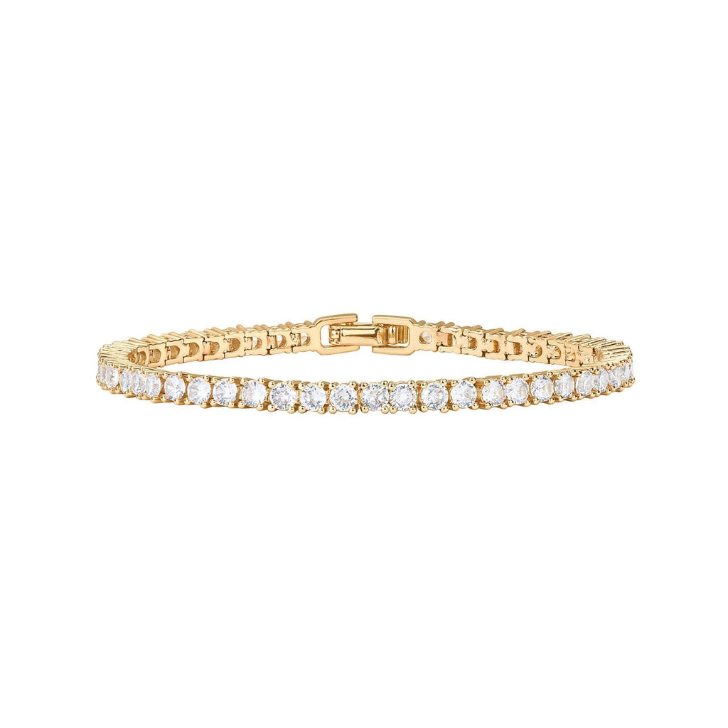 Stainless Steel CZ Tennis Bracelet gold-tone with clear stones