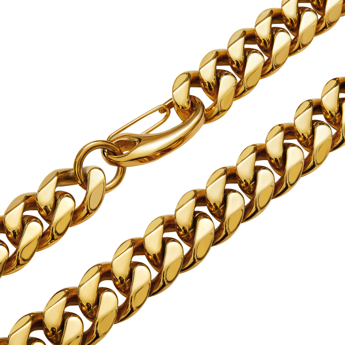 The 14mm Gold-Tone Cuban Chain in Stainless Steel, view 3