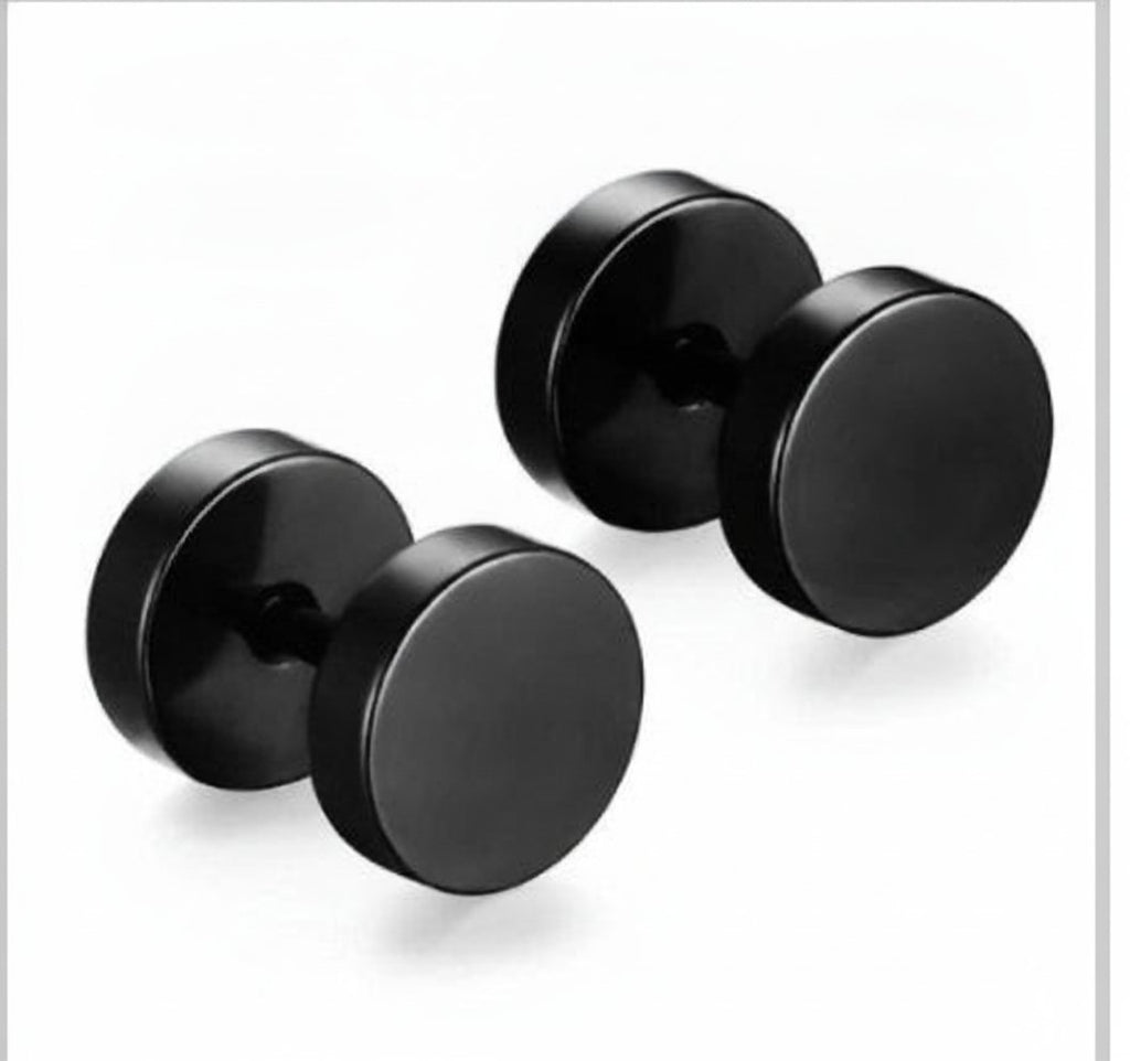 Barbell Stud Earrings in silver finish view 10